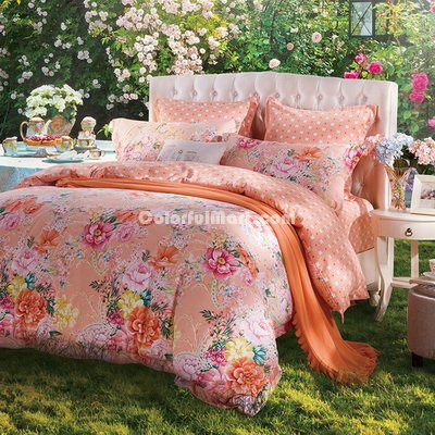 Follow The Scent Orange Bedding Set Modern Bedding Collection Floral Bedding Stripe And Plaid Bedding Christmas Gift Idea