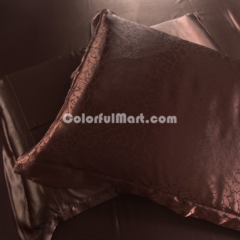 British Style Dark Brown Silk Bedding Modern Bedding - Click Image to Close