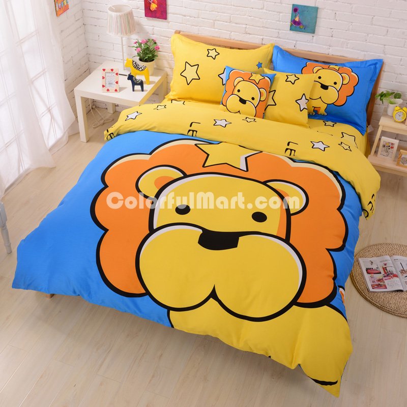 Leo Yellow Duvet Cover Set Star Sign Bedding Kids Bedding - Click Image to Close