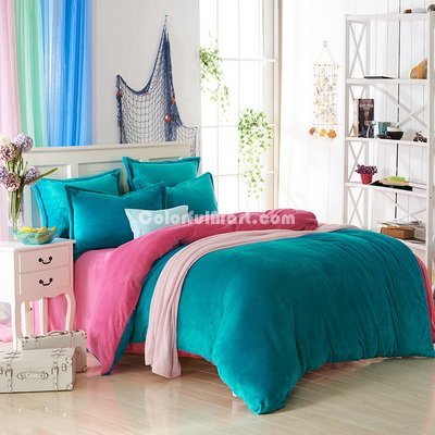 Ocean Blue And Rose Flannel Bedding Winter Bedding