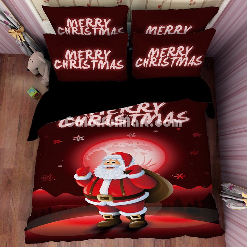 Christmas Santa Claus Red Bedding Duvet Cover Set Duvet Cover Pillow Sham Kids Bedding Gift Idea - Click Image to Close