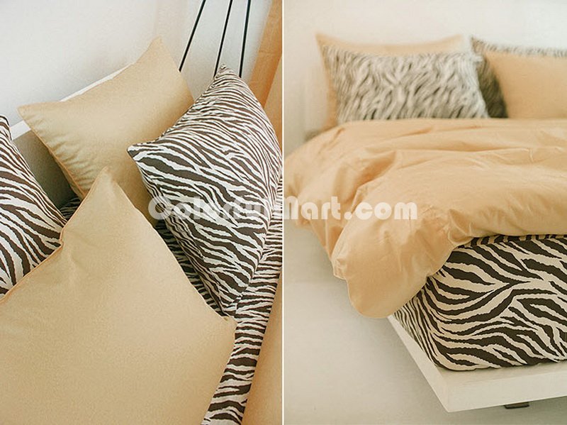 Korean Style Cinnamon Zebra Print Bedding Set - Click Image to Close