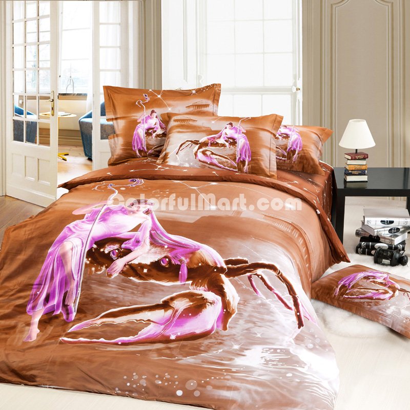 Cancer Oil Painting Style Zodiac Signs Bedding Set - Click Image to Close