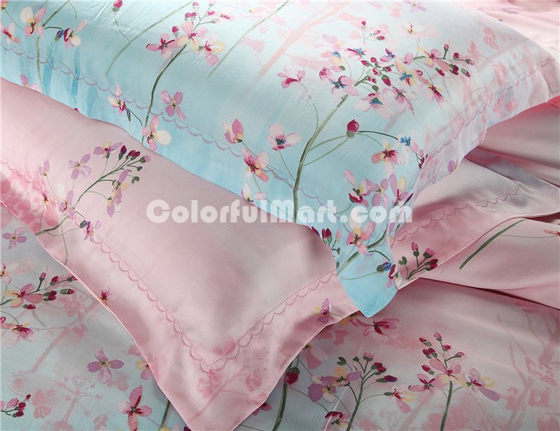 First Date Pink Bedding Set Girls Bedding Floral Bedding Duvet Cover Pillow Sham Flat Sheet Gift Idea - Click Image to Close