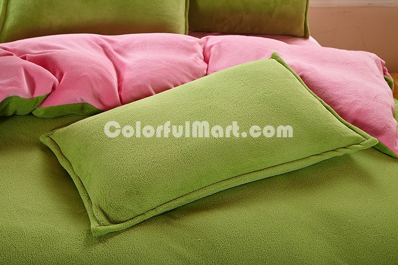 Green And Pink Coral Fleece Bedding Teen Bedding - Click Image to Close