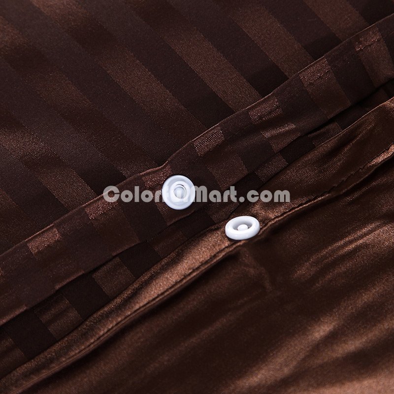 Beautiful Stripes Dark Brown Silk Bedding Modern Bedding - Click Image to Close
