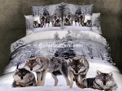 Wolves White Bedding Animal Print Bedding 3d Bedding Animal Duvet Cover Set