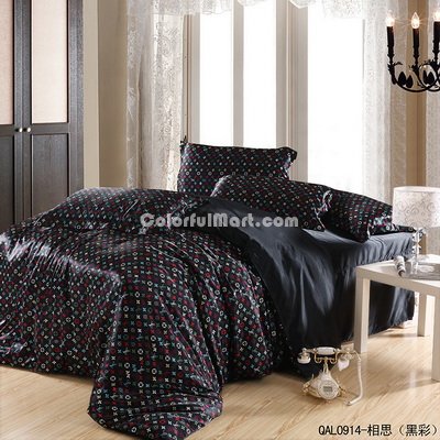Eternal Love Black Duvet Cover Set Silk Bedding Luxury Bedding