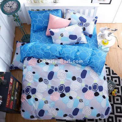 Stones Blue Bedding Set Duvet Cover Pillow Sham Flat Sheet Teen Kids Boys Girls Bedding