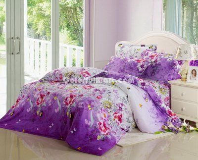 Purple Flowers Cheap Modern Bedding Sets