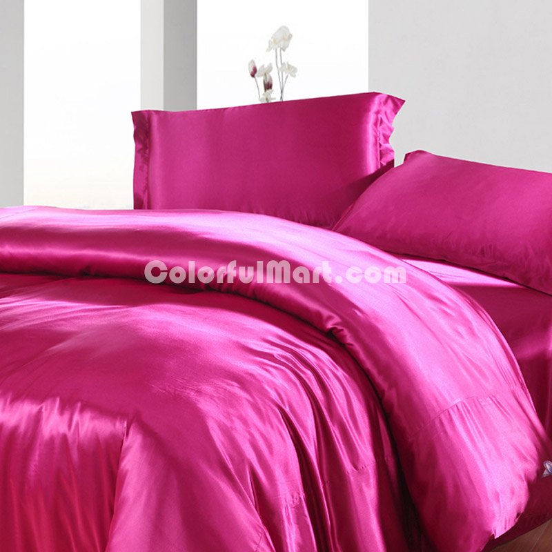 Pure Enjoyment Rose Silk Bedding Silk Duvet Cover Set - Click Image to Close