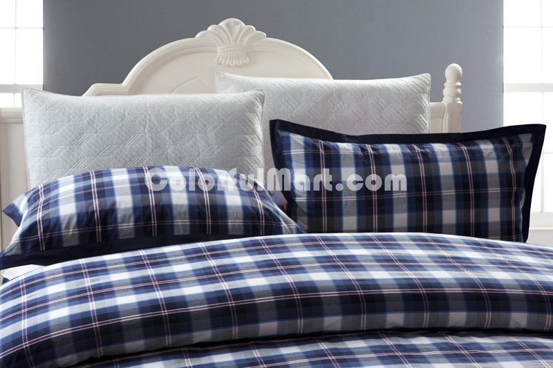 Deep Blue Style Blue Tartan Bedding Stripes And Plaids Bedding Luxury Bedding - Click Image to Close