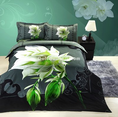 Gardenia Black Bedding 3D Duvet Cover Set