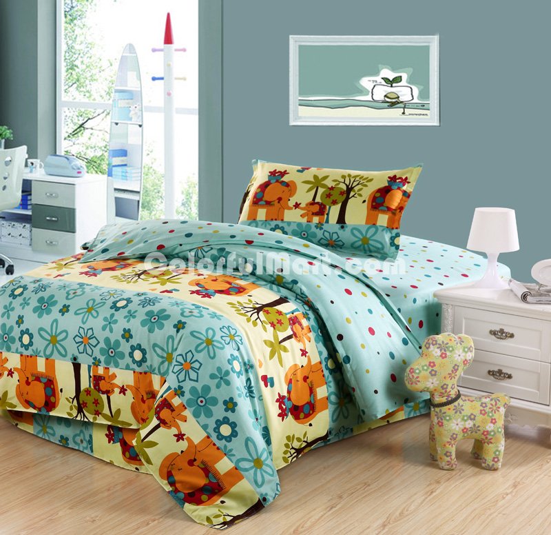 Elephants And Forest 3 Pieces Girls Bedding Sets - Click Image to Close