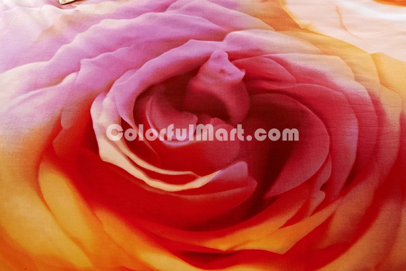 Roses Orange Bedding Sets Duvet Cover Sets Teen Bedding Dorm Bedding 3D Bedding Floral Bedding Gift Ideas - Click Image to Close