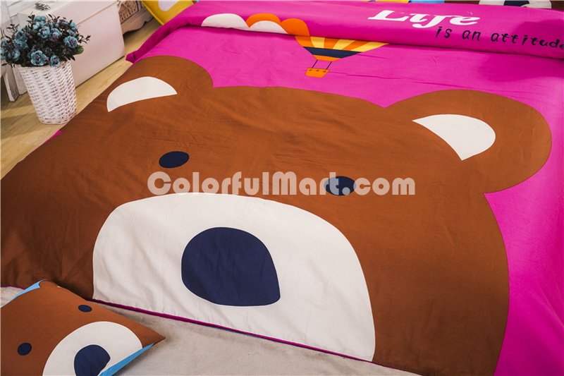 Bear Red Bedding Set Kids Bedding Duvet Cover Set Gift Idea - Click Image to Close