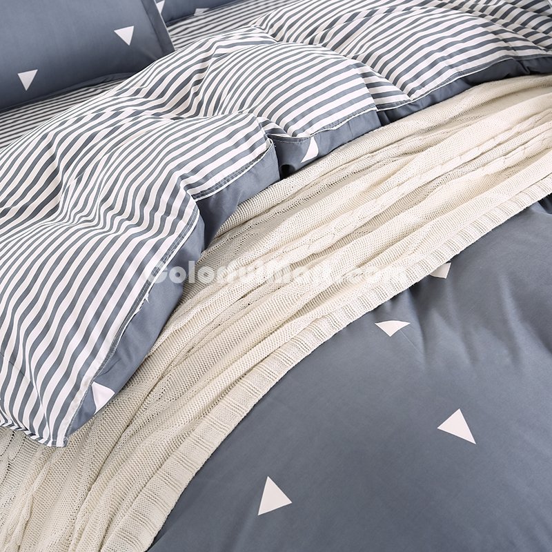 Triangles Grey Bedding Set Duvet Cover Pillow Sham Flat Sheet Teen Kids Boys Girls Bedding - Click Image to Close