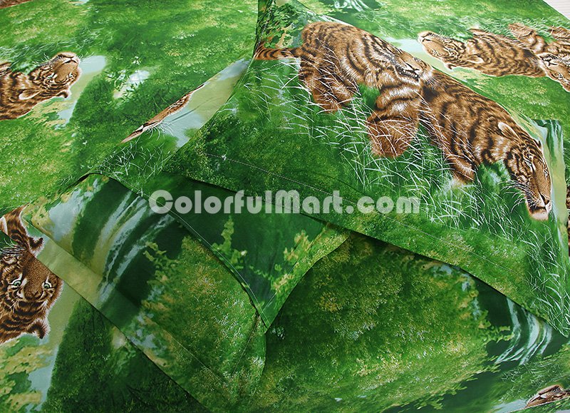 Gift Ideas Tigers Green Bedding Sets Teen Bedding Dorm Bedding Duvet Cover Sets 3D Bedding Animal Print Bedding - Click Image to Close
