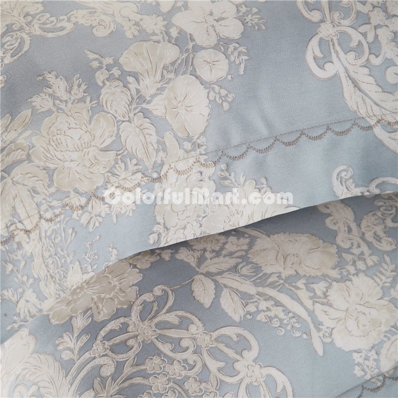 Love Waltz Blue Bedding Set Girls Bedding Floral Bedding Duvet Cover Pillow Sham Flat Sheet Gift Idea - Click Image to Close
