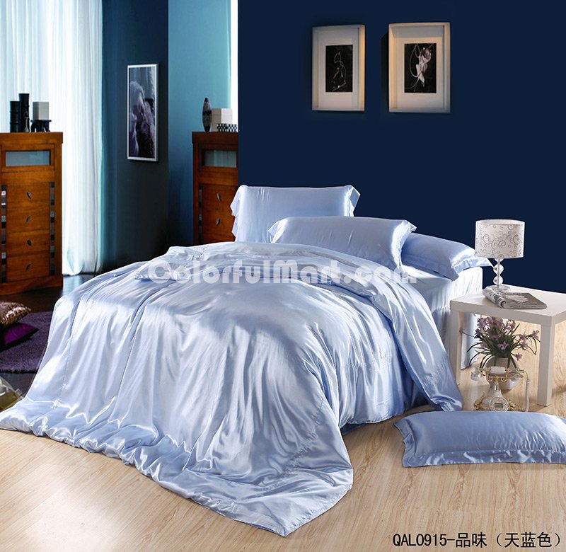 Great Taste Sky Blue Duvet Cover Set Silk Bedding Luxury Bedding - Click Image to Close