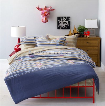Baseball Bear Blue Bedding Set Teen Bedding Dorm Bedding Bedding Collection Gift Idea