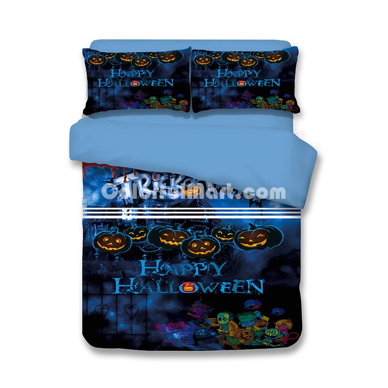 Halloween Terror Blue Bedding Duvet Cover Set Duvet Cover Pillow Sham Kids Bedding Gift Idea - Click Image to Close