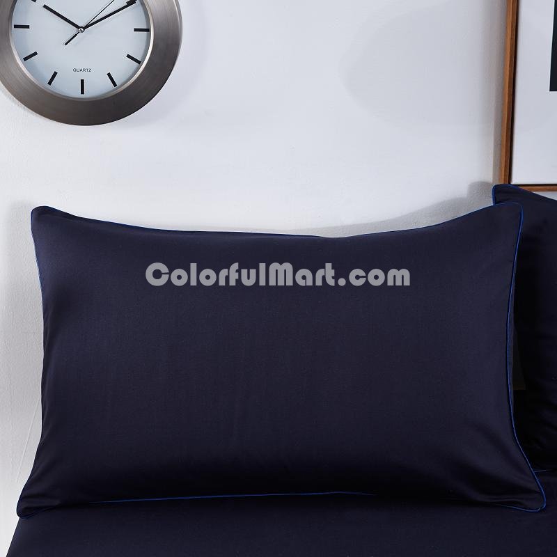 Solid Navy Blue Bedding Set Duvet Cover Pillow Sham Flat Sheet Teen Kids Boys Girls Bedding - Click Image to Close