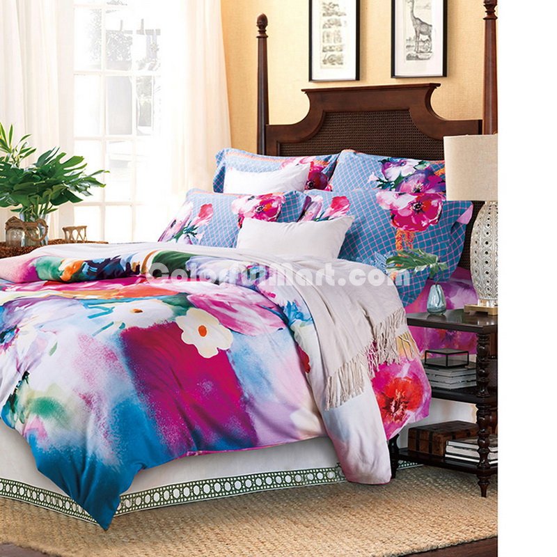 Fragrance Of Flowers Red Bedding Set Modern Bedding Collection Floral Bedding Stripe And Plaid Bedding Christmas Gift Idea - Click Image to Close