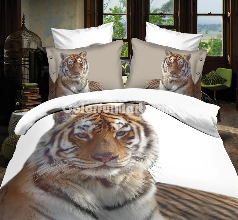 Tiger In The Snow White 3d Bedding Luxury Bedding - Click Image to Close