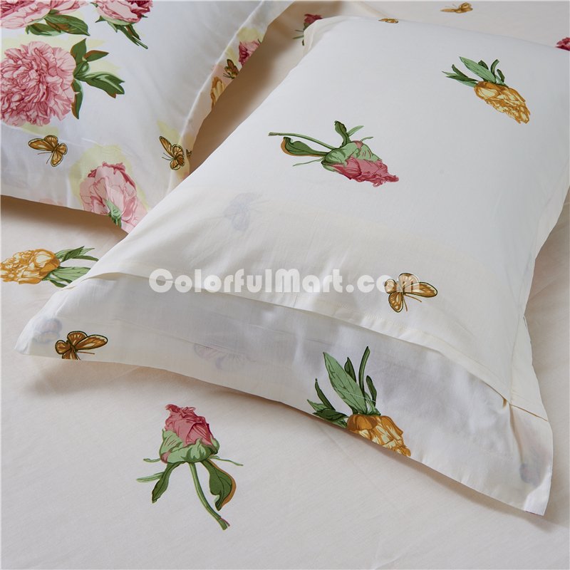 Love Flower Beige Bedding Set Teen Bedding Dorm Bedding Bedding Collection Gift Idea - Click Image to Close
