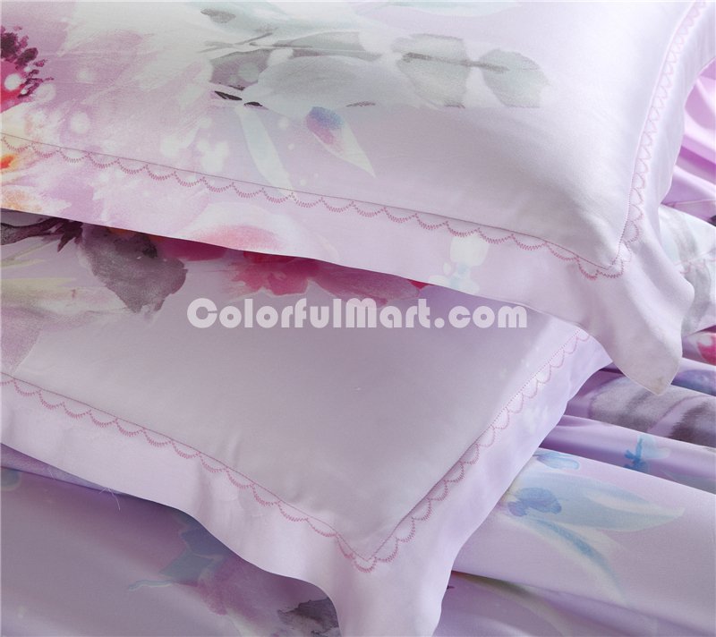 Mist Covered Waters Pink Bedding Set Girls Bedding Floral Bedding Duvet Cover Pillow Sham Flat Sheet Gift Idea - Click Image to Close
