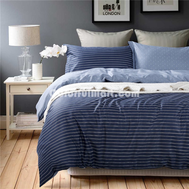 Simple Stripes Blue Bedding Set Teen Bedding Dorm Bedding Bedding Collection Gift Idea - Click Image to Close