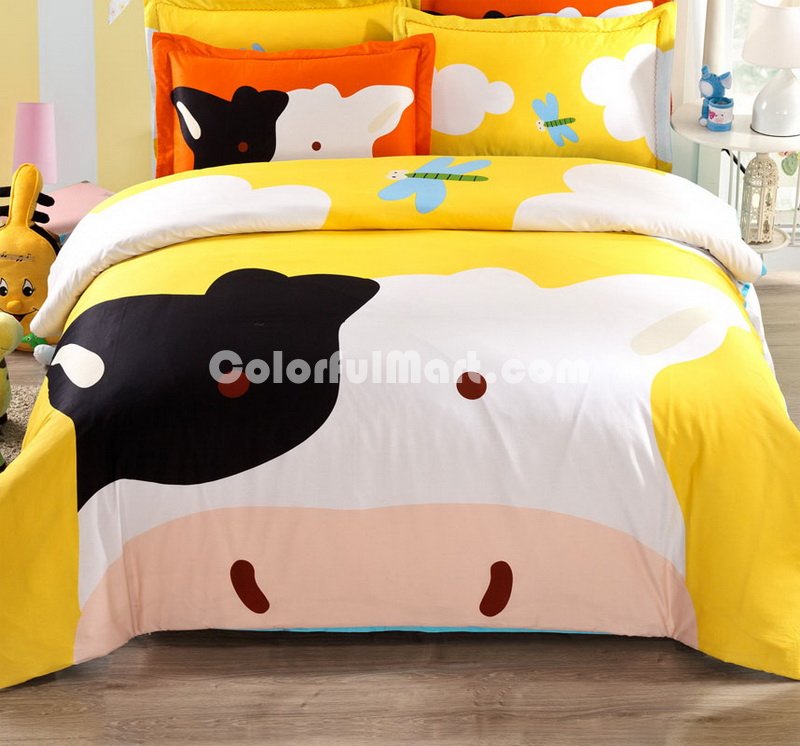 Cow Yellow Bedding Set Kids Bedding Duvet Cover Set Gift Idea - Click Image to Close