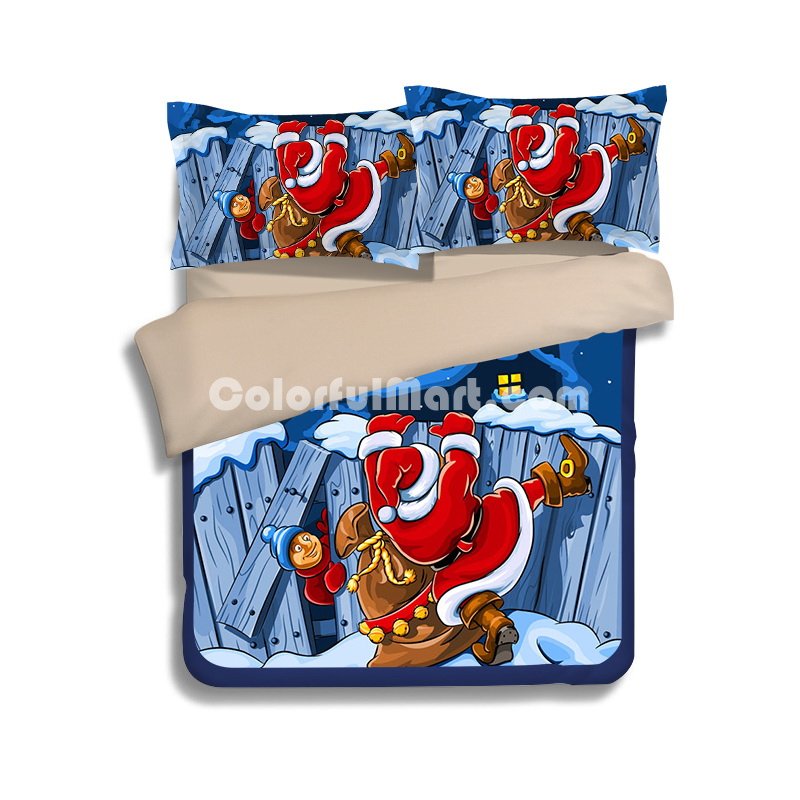 Christmas Over The Wall Blue Bedding Duvet Cover Set Duvet Cover Pillow Sham Kids Bedding Gift Idea - Click Image to Close