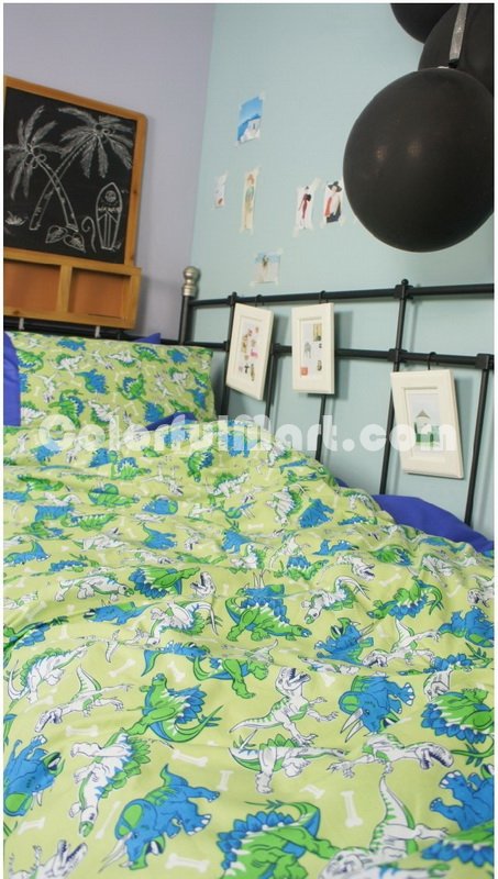 Jurassic Navy Blue Dinosaur Bedding Set - Click Image to Close