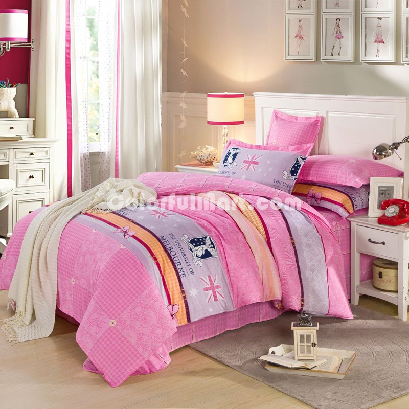 British Universities Pink Bedding Set Kids Bedding Teen Bedding Duvet Cover Set Gift Idea - Click Image to Close