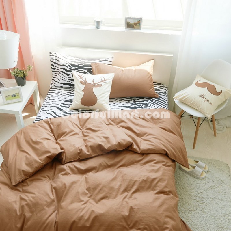 I Love Zebra Coffee Zebra Print Bedding Animal Print Bedding Duvet Cover Set - Click Image to Close