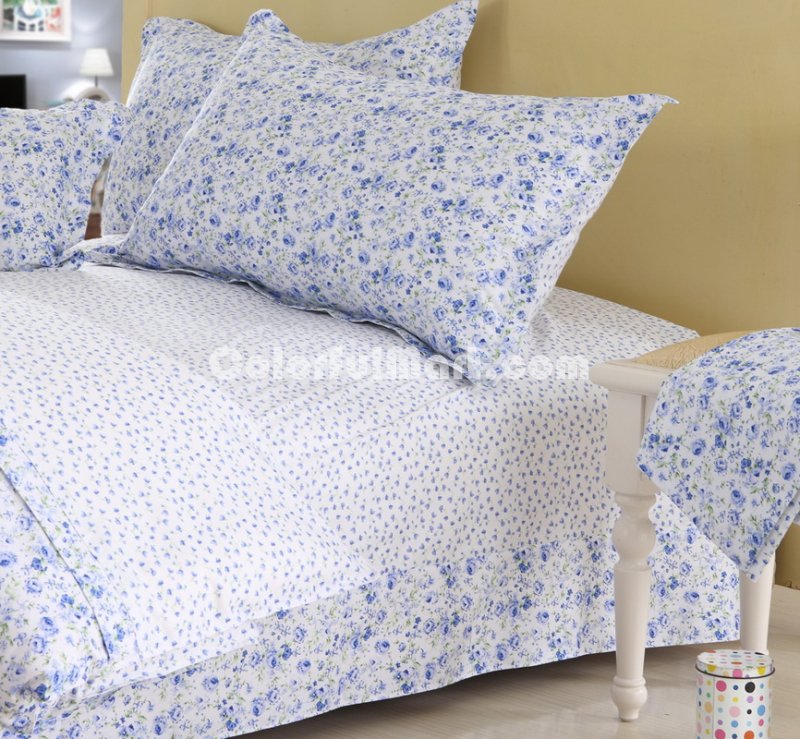 Blue Flowers Cheap Kids Bedding Sets - Click Image to Close