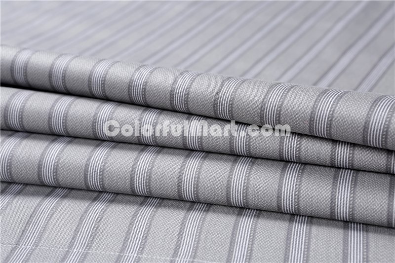 Simple Stripes Gray Bedding Set Teen Bedding Dorm Bedding Bedding Collection Gift Idea - Click Image to Close
