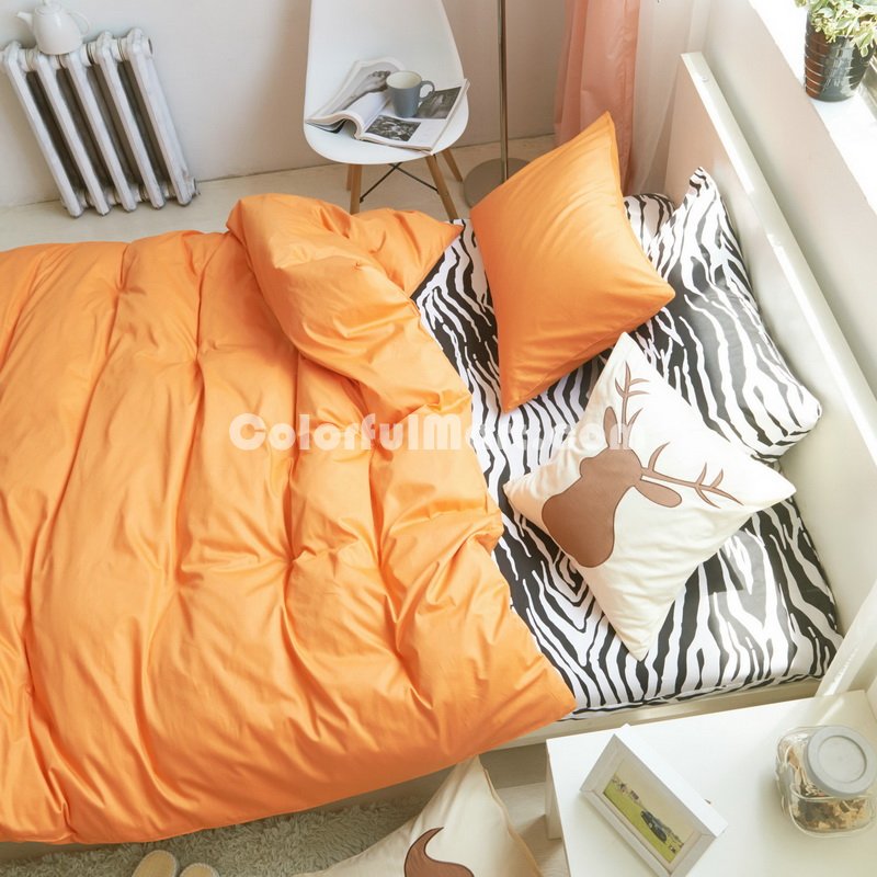 I Love Zebra Orange Zebra Print Bedding Animal Print Bedding Duvet Cover Set - Click Image to Close