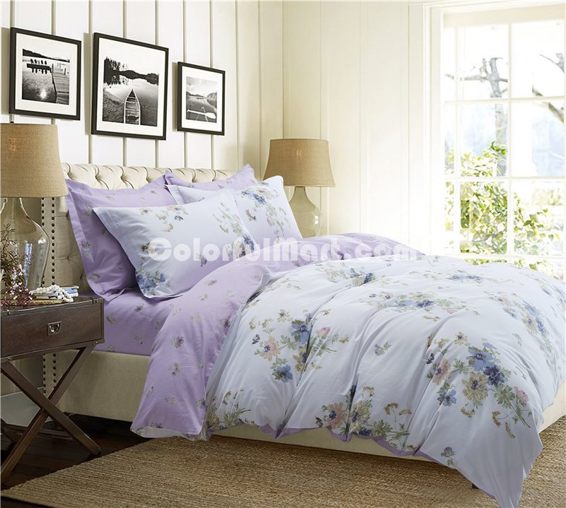 Bloom Purple Bedding Set Teen Bedding Dorm Bedding Bedding Collection Gift Idea - Click Image to Close