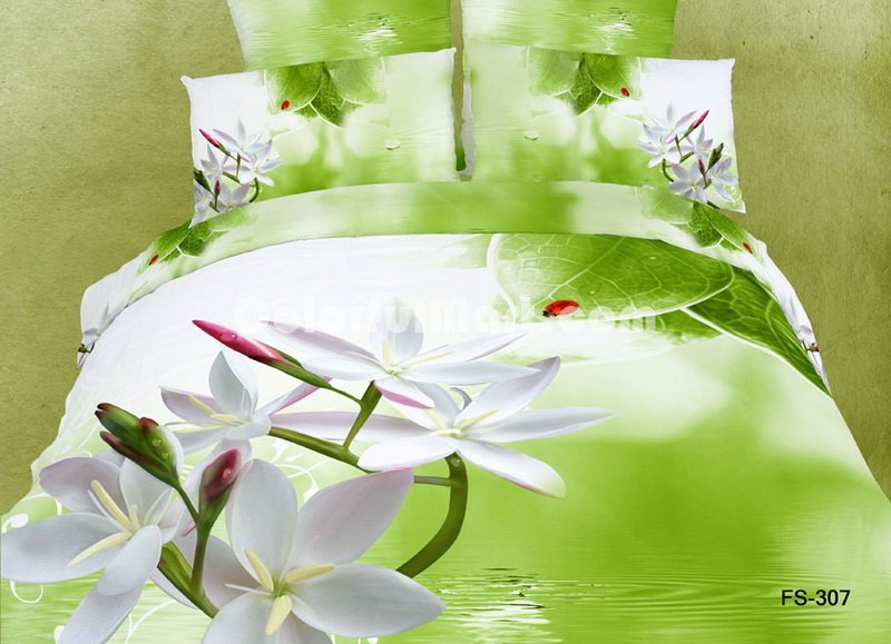 Daffodils Green Ladybug Bedding Set - Click Image to Close