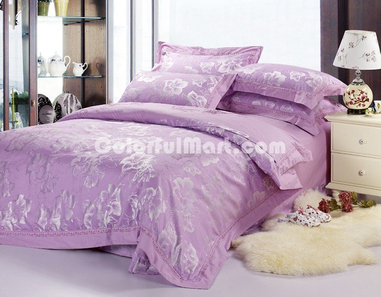 Lily Lilac 4 PCs Luxury Bedding Sets - Click Image to Close