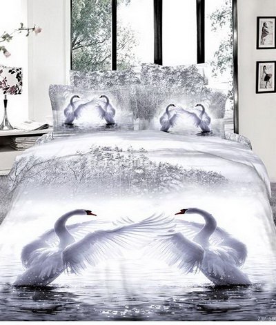 Swan Lake White Bedding Animal Print Bedding 3d Bedding Animal Duvet Cover Set