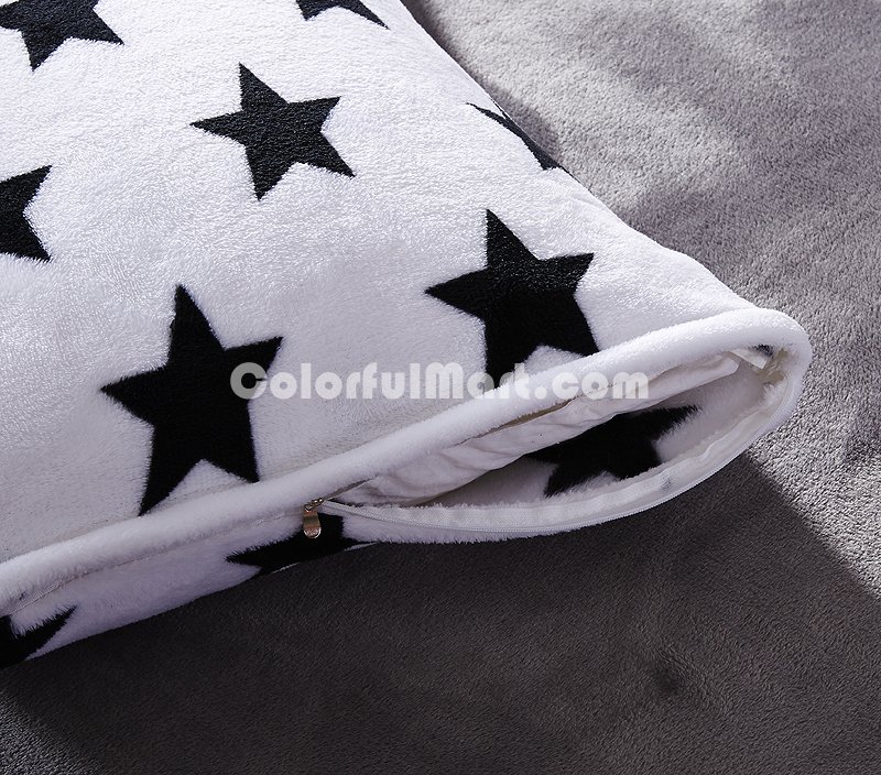 Bright Stars White Bedding Set Winter Bedding Flannel Bedding Teen Bedding Kids Bedding - Click Image to Close