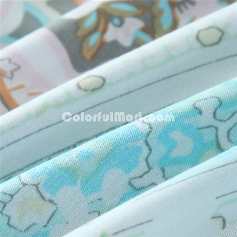 Audrey Blue Bedding Set Girls Bedding Floral Bedding Duvet Cover Pillow Sham Flat Sheet Gift Idea - Click Image to Close