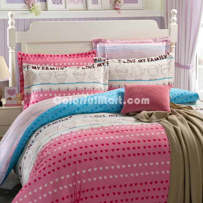 I Love My Family Red Modern Bedding Cheap Bedding - Click Image to Close