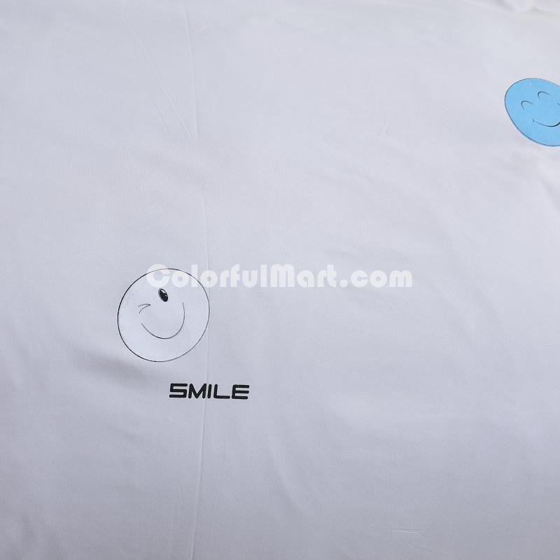 Smiling Face Grey Bedding Set Duvet Cover Pillow Sham Flat Sheet Teen Kids Boys Girls Bedding - Click Image to Close