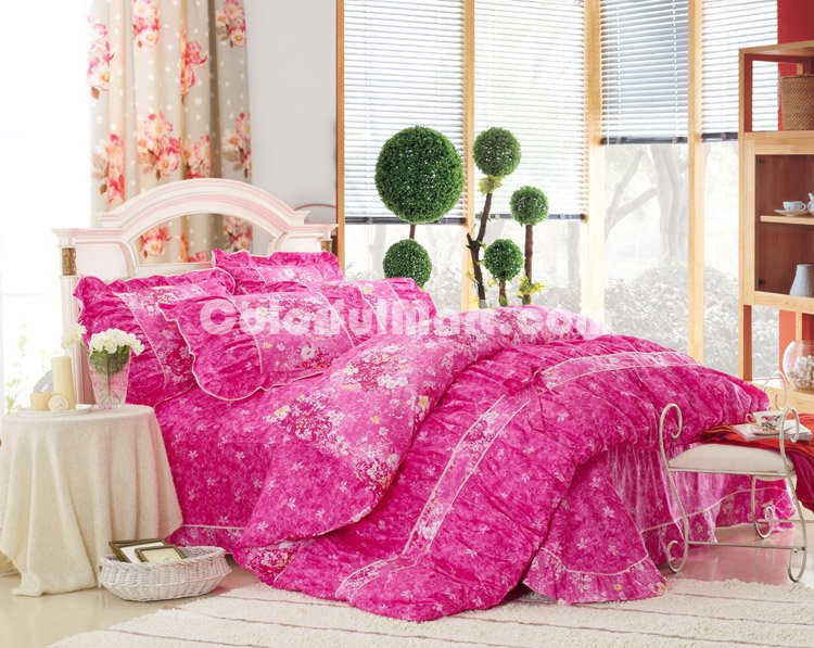 Flower Faerie Red Girls Bedding Sets - Click Image to Close
