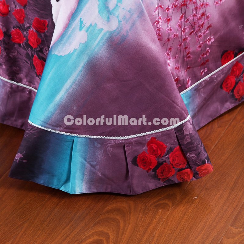 Swan Lake Purple Bedding Sets Duvet Cover Sets Teen Bedding Dorm Bedding 3D Bedding Landscape Bedding Gift Ideas - Click Image to Close